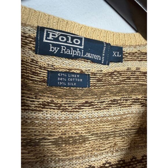 Polo Ralph Lauren Vintage 90’s Men’s Fair Isle Linen Silk Cotton Sweater Sz XL - Picture 12 of 13